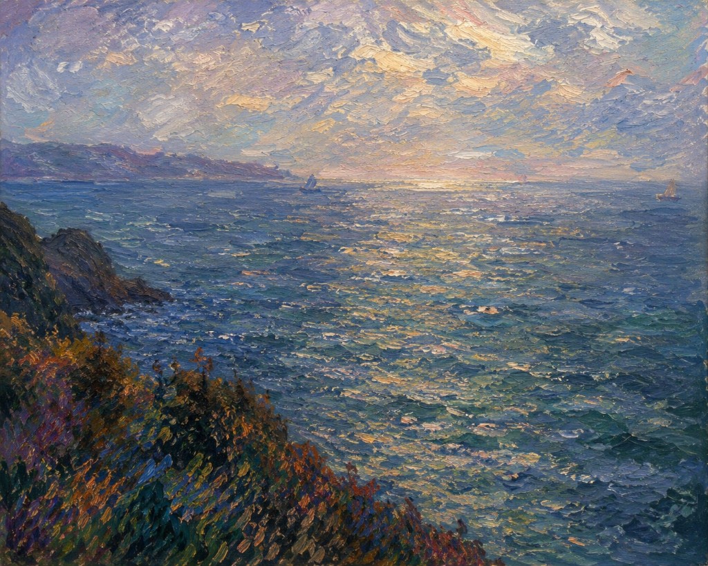 Coastal seascape at sunset