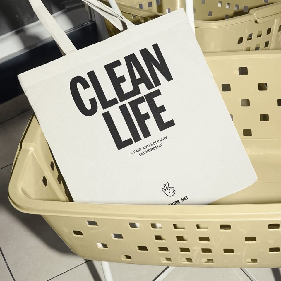 A CLEANLIFE tote bag in a laundry basket
